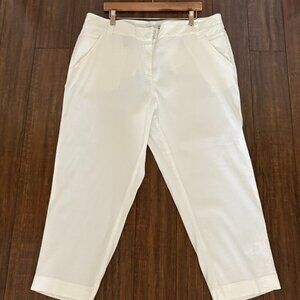 Eileen Fisher Organic Cotton Flat Front Stretch Cropped Pants White Size 16W